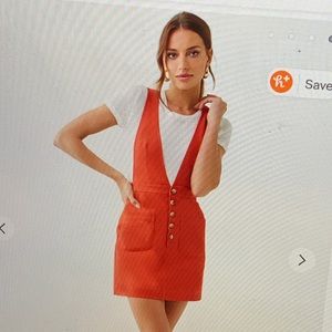 Forever 21 Denim Rust Pinafore Dress